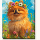 Flower Crowned Pup paint by numbers kit on stretched canvas