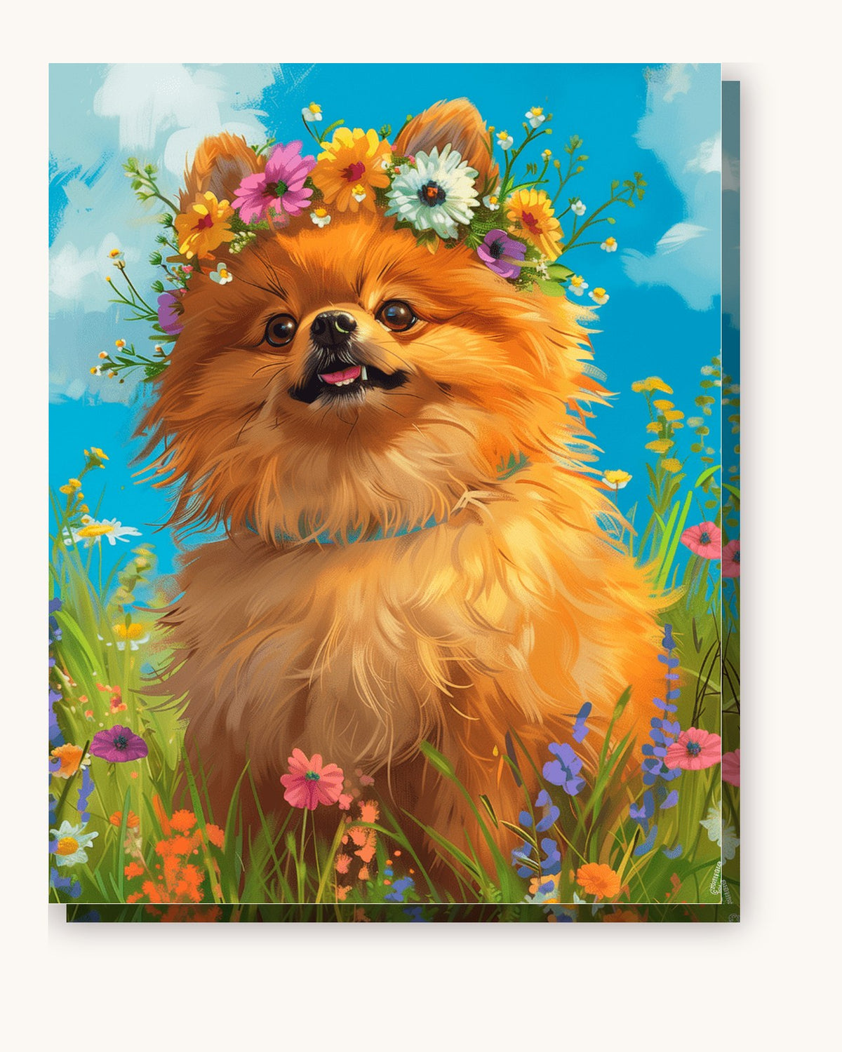 Flower Crowned Pup paint by numbers kit on stretched canvas