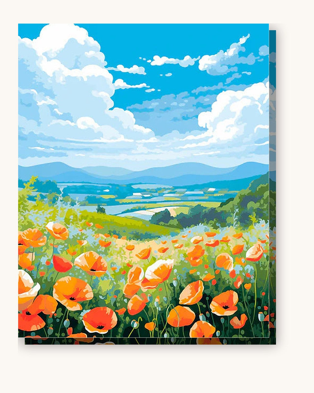 Flower Field paint by numbers kit on stretched canvas