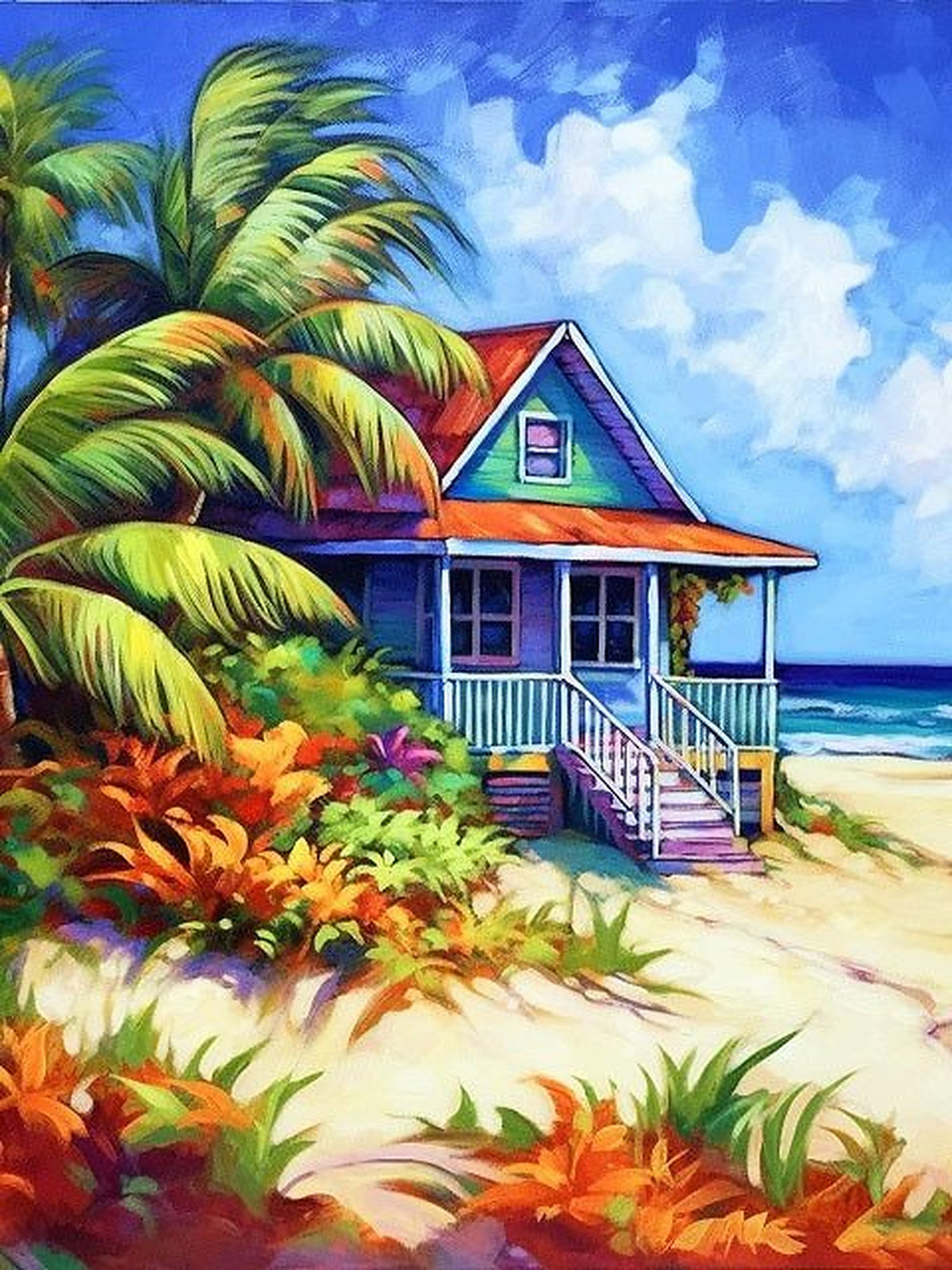Tropical Beach House - Premium Art Collection