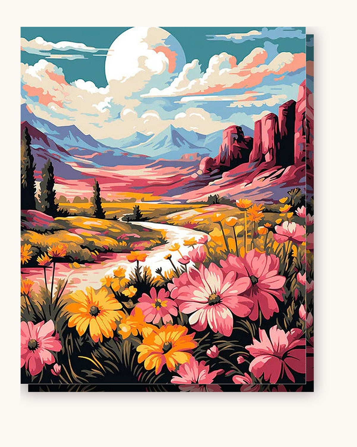 Flower Valley paint by numbers kit on stretched canvas