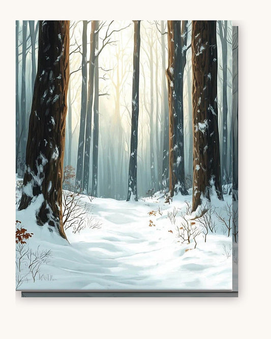 Forest Snow paint by numbers kit on stretched canvas