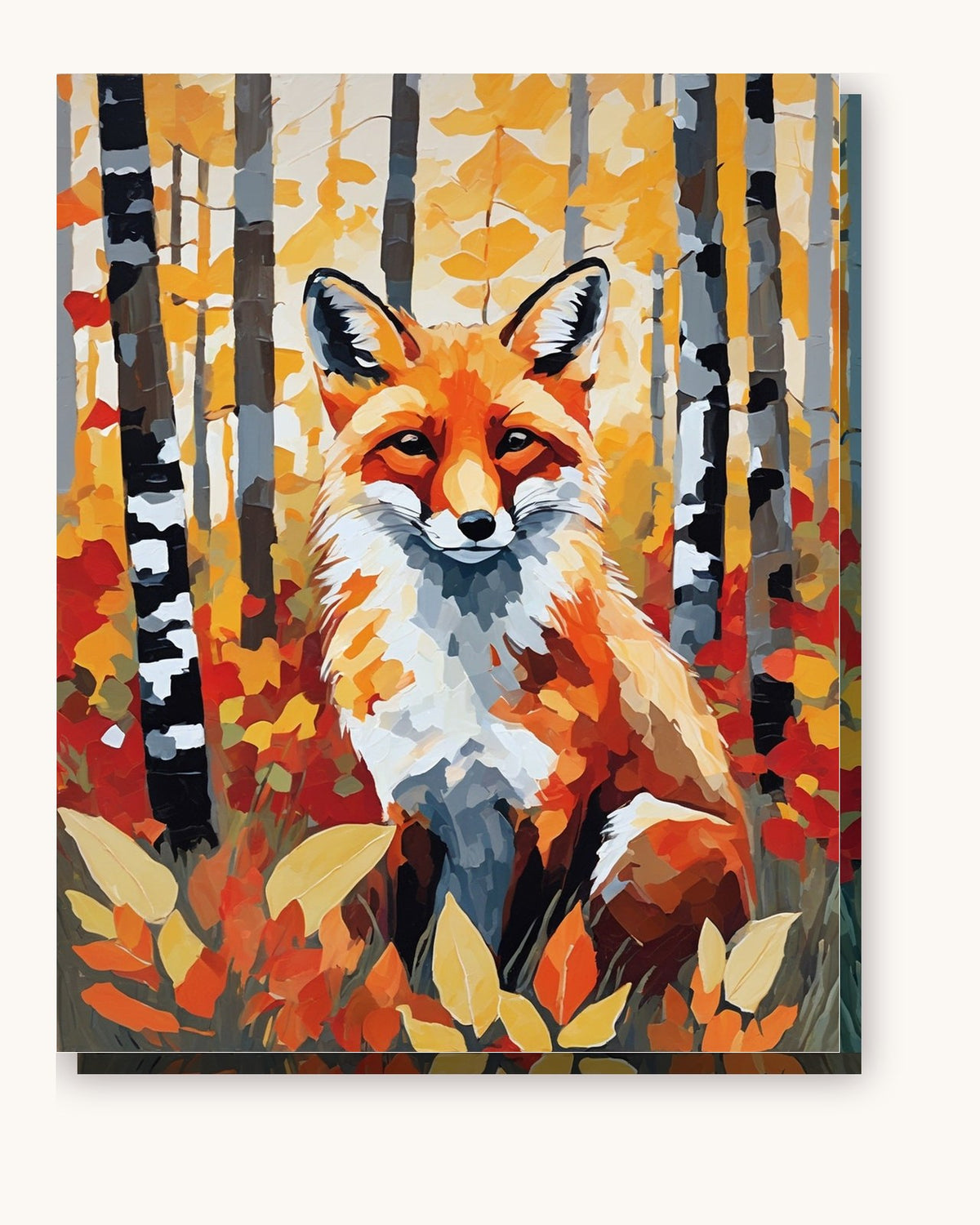 Fox in the Birch Wood paint by numbers kit on stretched canvas