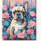 French Bulldog with Pastel Flowers paint by numbers kit on stretched canvas