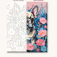 French Bulldog with Pastel Flowers numbered canvas next to the finished painting
