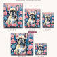 French Bulldog with Pastel Flowers canvas sizes from 12 x 12 to 23.5 x 23.5 inches