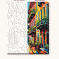 French Quarter Street with Balconies numbered canvas next to the finished painting