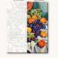 Fruit Bowl with Oranges and Grapes numbered canvas next to the finished painting