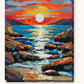 Full Moon Over a Rocky Shore paint by numbers kit on stretched canvas