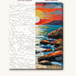 Full Moon Over a Rocky Shore numbered canvas next to the finished painting