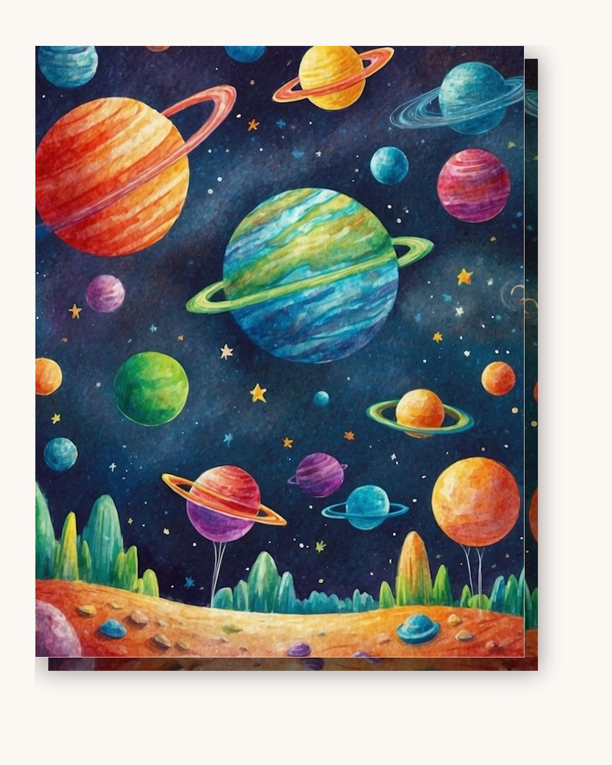 Galactic Orbs paint by numbers kit on stretched canvas