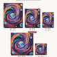 Galaxy Swirl with Ringed Planets canvas sizes from 12 x 12 to 23.5 x 23.5 inches