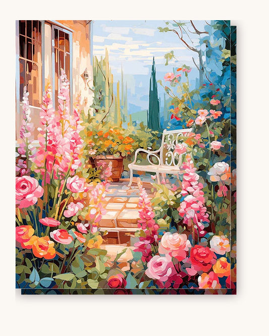 Garden Serenade paint by numbers kit on stretched canvas