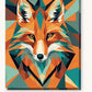Geometric Fox in Orange and Teal paint by numbers kit on stretched canvas