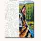 German Shepherd by the Mountain Lake numbered canvas next to the finished painting