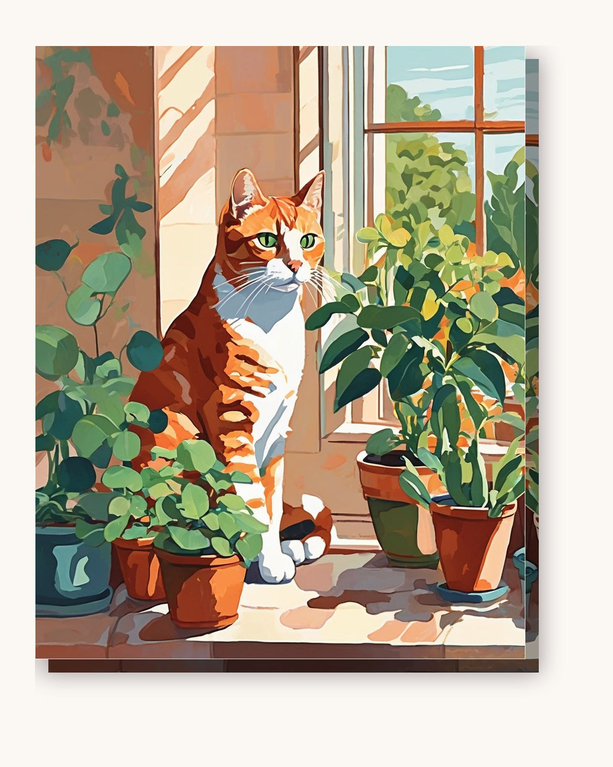 Ginger Cat at the Window paint by numbers kit on stretched canvas