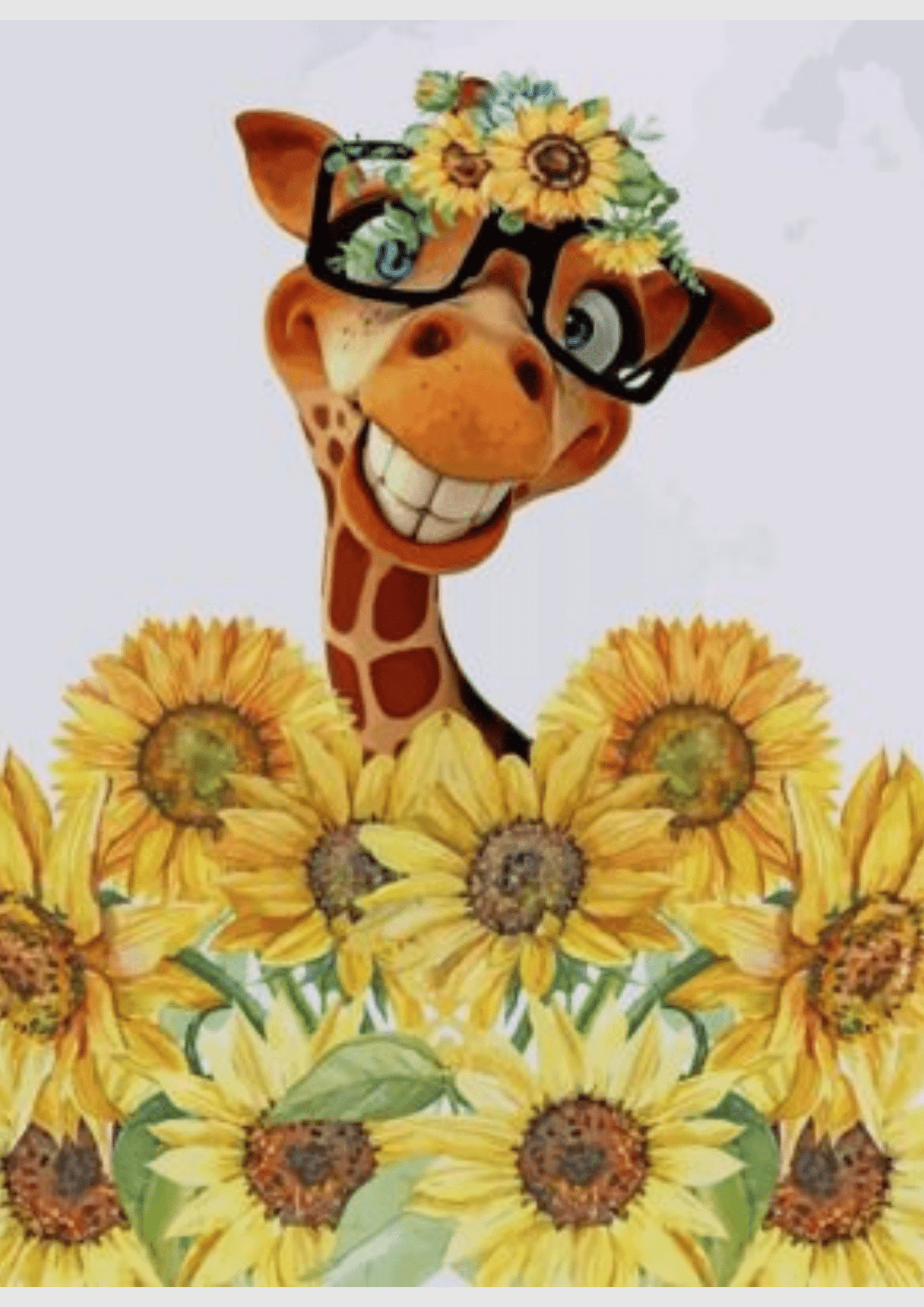 Giraffe With Sunflowers - Artistry By Numbers