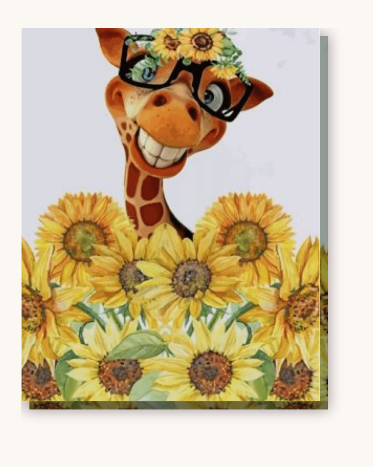 Giraffe With Sunflowers paint by numbers kit on stretched canvas