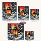 Glowing Lantern in the Snow canvas sizes from 12 x 12 to 23.5 x 23.5 inches