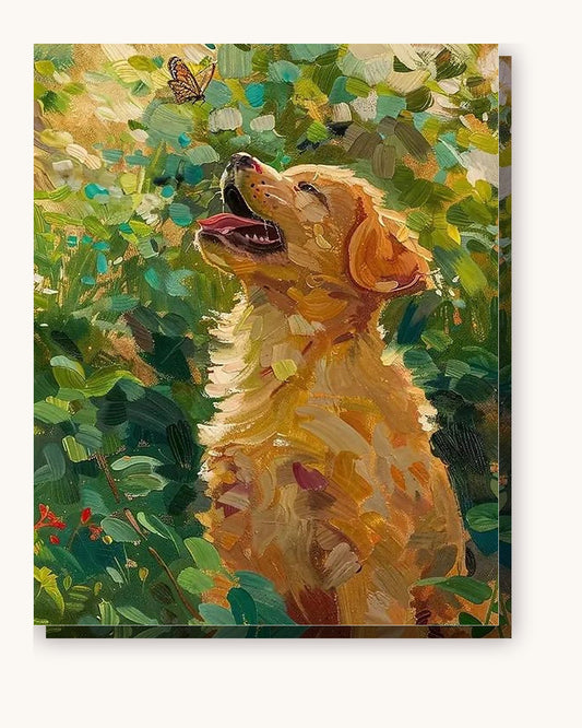 Golden Retriever paint by numbers kit on stretched canvas