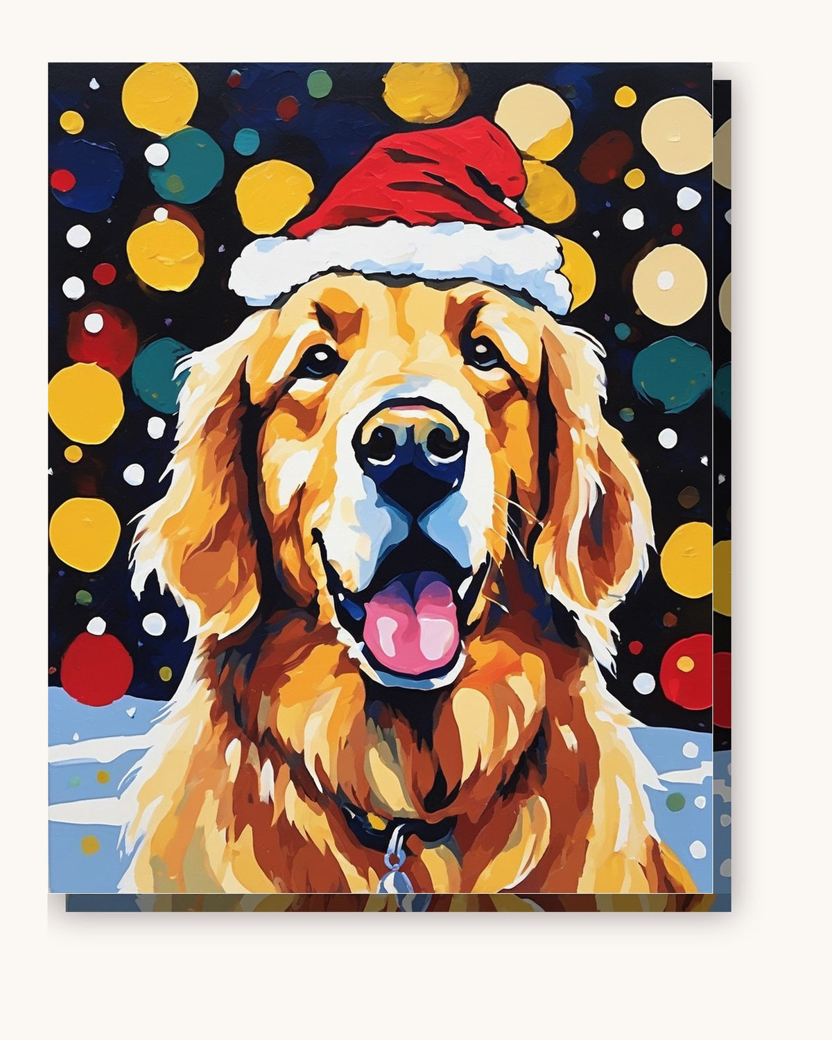 Golden Retriever in a Santa Hat paint by numbers kit on stretched canvas