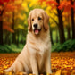 Golden Retriever in Autumn Leaves paint by numbers kit