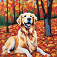 Golden Retriever in Autumn Leaves paint by numbers kit