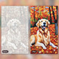 Golden Retriever in Autumn Leaves paint by numbers kit, before and after