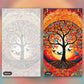 Golden Tree of Life paint by numbers kit, before and after