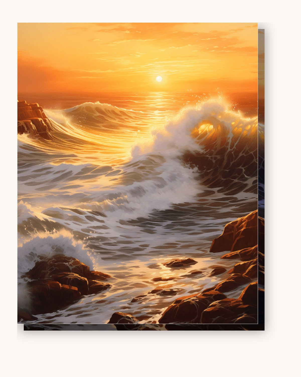 Golden Waves at Dusk paint by numbers kit on stretched canvas