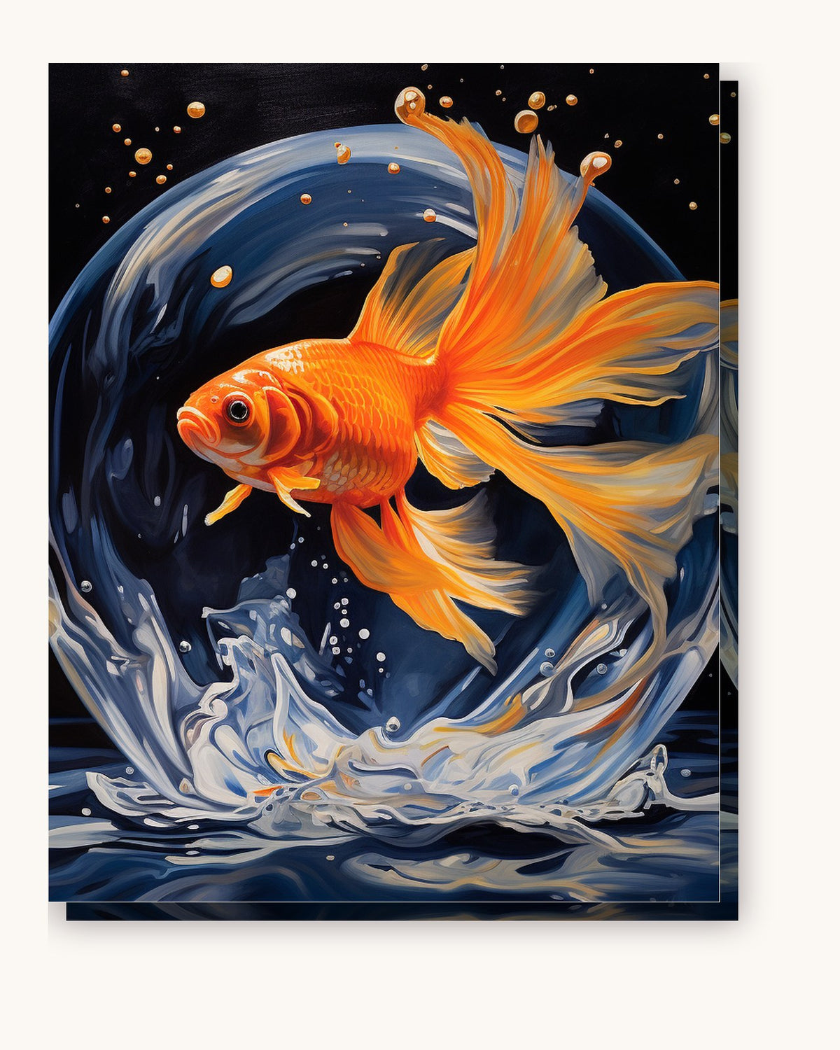 Goldfish Bowl paint by numbers kit on stretched canvas