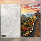 Sunset Over the Great Wall paint by numbers kit, before and after
