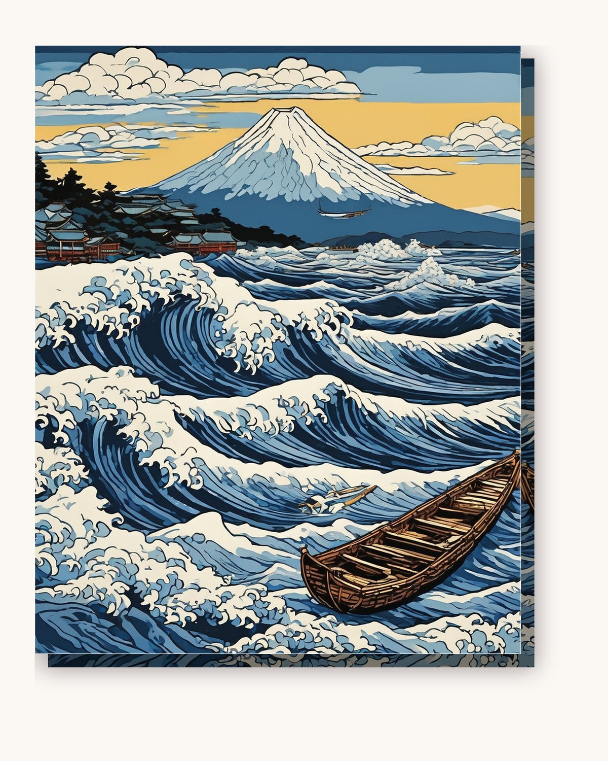Great Wave after Hokusai paint by numbers kit on stretched canvas