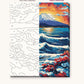 Great Wave and Mount Fuji at Sunset numbered canvas next to the finished painting