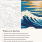 Close-up of the Great Wave and Mount Fuji at Sunset canvas texture and printed numbers