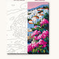 Greek Island Village and Pink Bougainvillea numbered canvas next to the finished painting