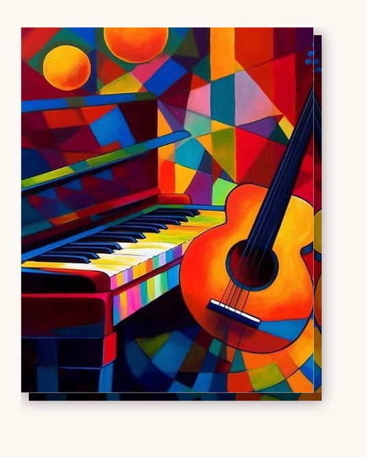 Guitar and Piano paint by numbers kit on stretched canvas