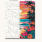 Hawaiian Beach Sunset with Hibiscus numbered canvas next to the finished painting