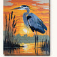 Heron at Sunrise paint by numbers kit on stretched canvas