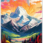 Highland Panorama Painting By Numbers Kit featuring vibrant mountains and colorful trees