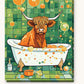 Highland Cow in the Bathtub paint by numbers kit on stretched canvas