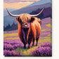 Highland Cow on the Misty Hillside paint by numbers kit on stretched canvas