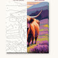 Highland Cow on the Misty Hillside numbered canvas next to the finished painting