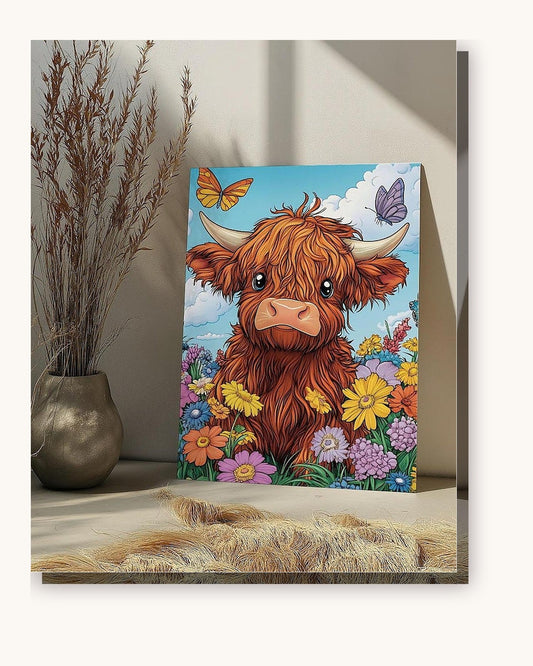 Highland Whimsy paint by numbers kit on stretched canvas