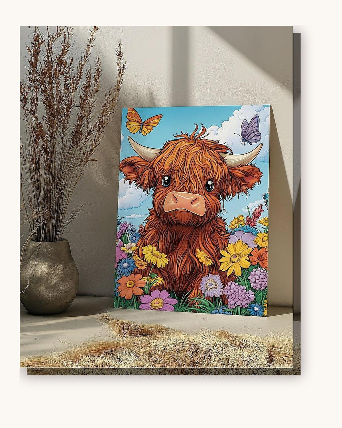 Highland Whimsy paint by numbers kit on stretched canvas