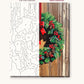 Holly and Pine Cone Wreath on Wood numbered canvas next to the finished painting