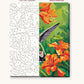 Hummingbird and Orange Trumpet Flowers numbered canvas next to the finished painting