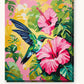 Hummingbird and Pink Hibiscus paint by numbers kit on stretched canvas