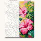 Hummingbird and Pink Hibiscus numbered canvas next to the finished painting