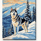 Husky in the Snowy Mountains paint by numbers kit on stretched canvas